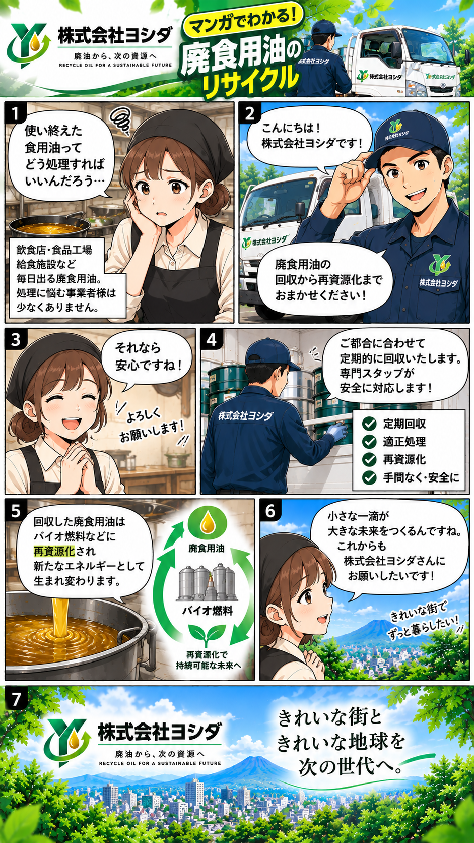 株式会社ヨシダ 企業マンガ 第1話 その廃食用油、どうしていますか？